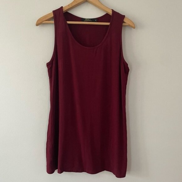 NEW Bellina Burgundy Long Jersey Stretch Tank Top Size Large bin 2Q - Picture 2 of 3